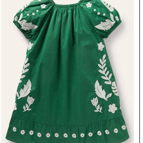 Mini Boden Green Parrot Embroidered Dress - Picture 3 of 9